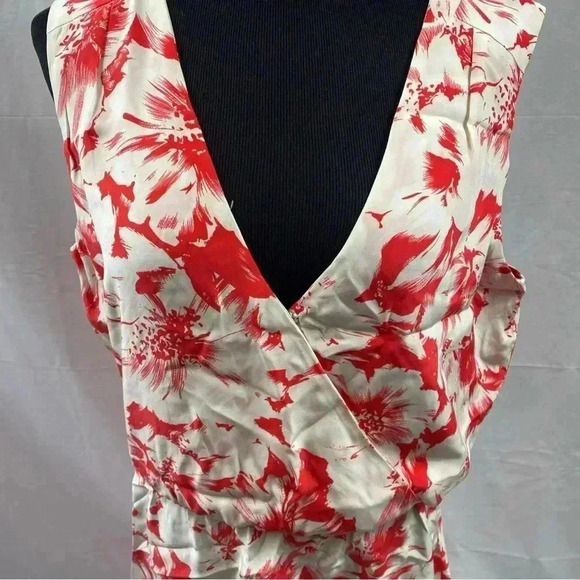 Parker Womens 100% Silk Dress Surplice Neck Open Back Floral Large Plunge Neck - Picture 2 of 6